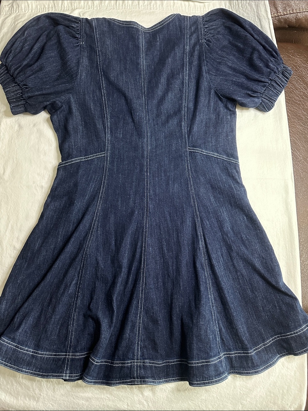 Pilcro Puff-sleeve Denim Mini Dress In Blue Size XL - Picture 5 of 8
